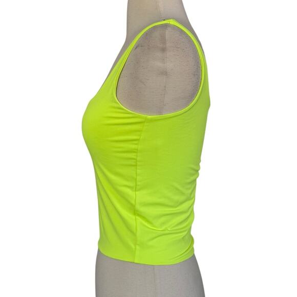 BITE IT! Neon Fluorescent Yellow Tank Crop Top Grunge Punk Retro Festival Size S - Picture 6 of 7